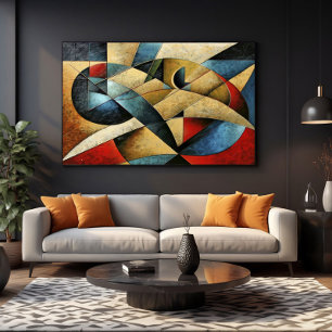 Gestuctuurde geometrische kunst canvas afdruk