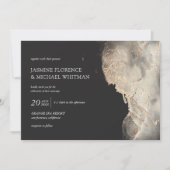 Gestuctuurde gouden namaakfolie trouwuitnodiging kaart (Voorkant)