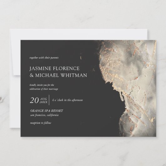 Gestuctuurde gouden namaakfolie trouwuitnodiging kaart (Voorkant)