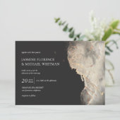 Gestuctuurde gouden namaakfolie trouwuitnodiging kaart (Staand voorkant)