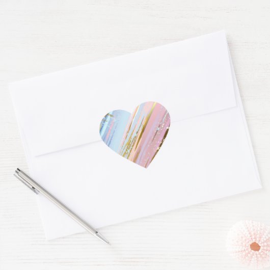 Gestuctuurde Roze Achtergrond Hart Sticker (Envelop)