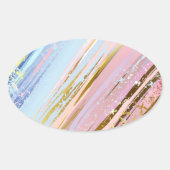 Gestuctuurde Roze Achtergrond Ovale Sticker (Voorkant)