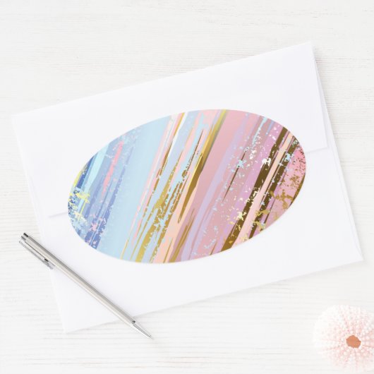 Gestuctuurde Roze Achtergrond Ovale Sticker (Envelop)