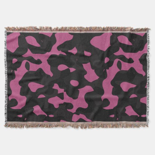 Gestuctuurde roze en zwarte camouflage abstract deken (Voorkant)
