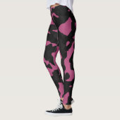 Gestuctuurde roze en zwarte camouflage abstract leggings (Links)