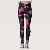 Gestuctuurde roze en zwarte camouflage abstract leggings (Voorkant)
