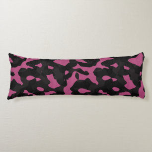 Gestuctuurde roze en zwarte camouflage abstract lichaamskussen
