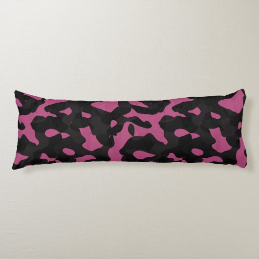 Gestuctuurde roze en zwarte camouflage abstract lichaamskussen (Voorkant)
