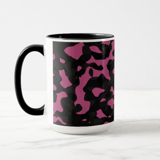 Gestuctuurde roze en zwarte camouflage abstract mok (Links)
