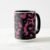 Gestuctuurde roze en zwarte camouflage abstract mok (Voorkant rechts)