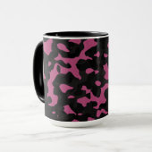 Gestuctuurde roze en zwarte camouflage abstract mok (Voorkant links)