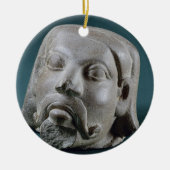 Gestuffte zandsteenkop van een buitenlander, Sarna Keramisch Ornament (Voorkant)