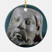 Gestuffte zandsteenkop van een buitenlander, Sarna Keramisch Ornament (Achterkant)