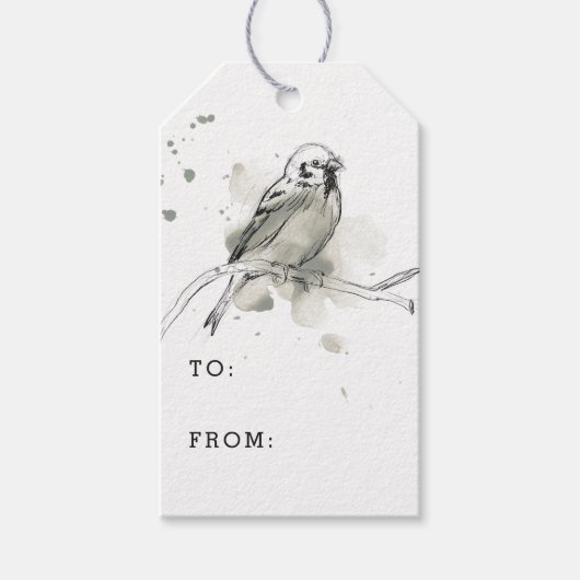 Gestural Bird Study Cadeaulabel (Voorkant)