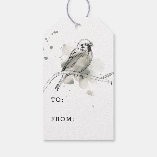 Gestural Bird Study Cadeaulabel (Achterkant)