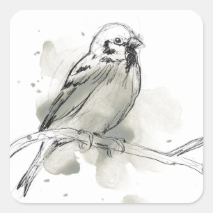 Gestural Bird Study Vierkante Sticker