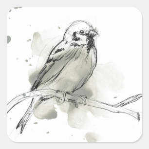 Gestural Bird Study Vierkante Sticker