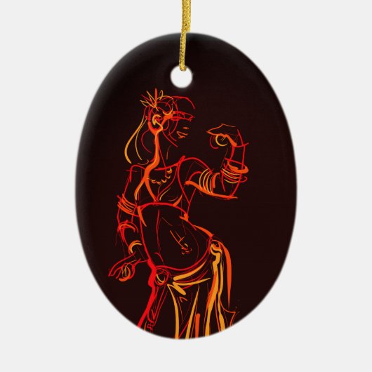 Gesture sketch-tekentribale buikdanserij keramisch ornament (Voorkant)