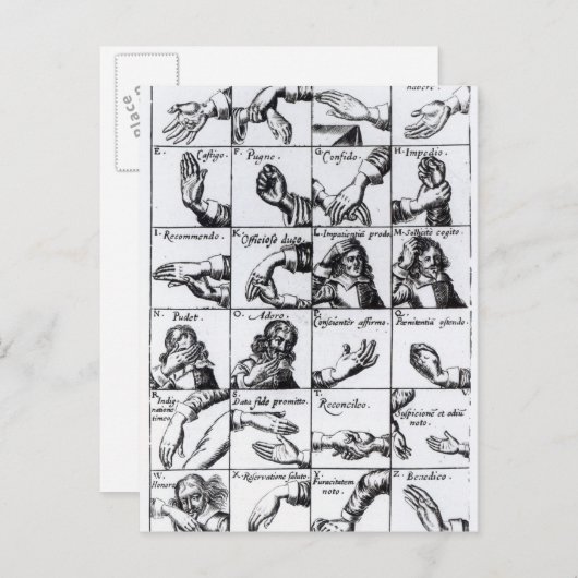 Gestures voor het onderdrukken van John Bulwer's ' Briefkaart (Voorkant / Achterkant)