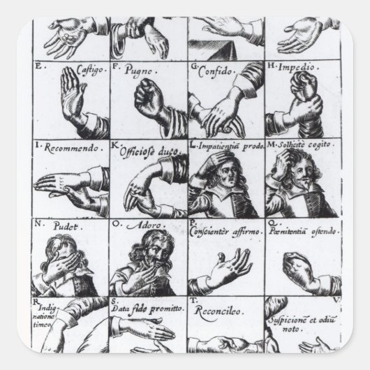 Gestures voor het onderdrukken van John Bulwer's ' Vierkante Sticker (Voorkant)