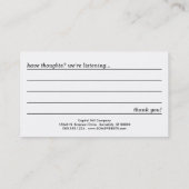 gestuurde glazen commentaarkaart visitekaartje (Achterkant)