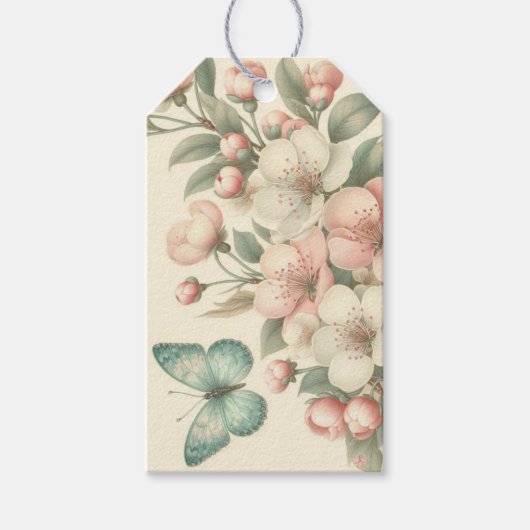gestyled floral/spring vlinder cadeaulabel (Voorkant)