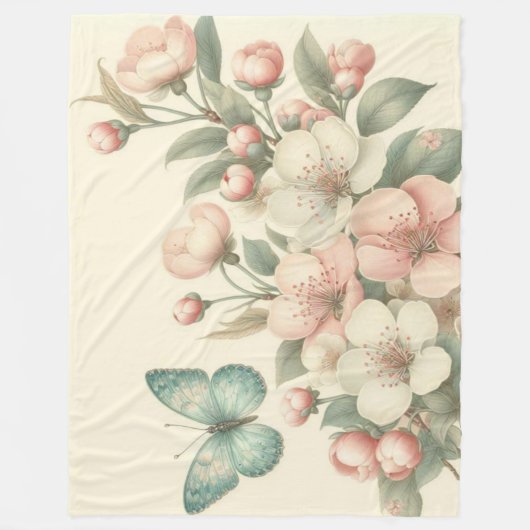  gestyled floral/spring vlinder fleece deken (Voorkant)
