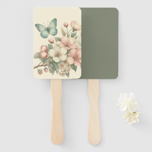  gestyled floral/spring vlinder handwaaier (Voorkant en achterkant)