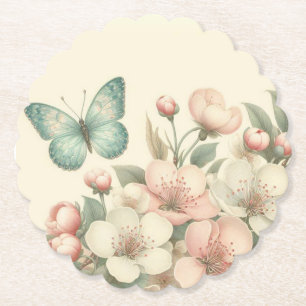 gestyled floral/spring vlinder kartonnen onderzetters