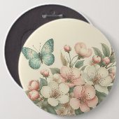 gestyled floral/spring vlinder ronde button 6,0 cm (Voorkant /achterkant)