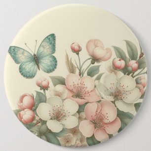 gestyled floral/spring vlinder ronde button 6,0 cm