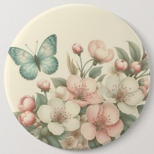 gestyled floral/spring vlinder ronde button 6,0 cm (Voorkant)