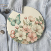 gestyled floral/spring vlinder ronde button 6,0 cm (In situ)