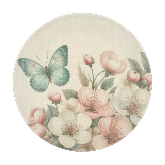  gestyled floral/spring vlinder snijplank (Voorkant)