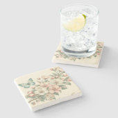 gestyled floral/spring vlinder stenen onderzetter (Zijkant)