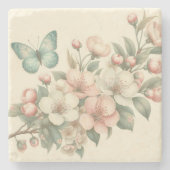  gestyled floral/spring vlinder stenen onderzetter (Voorkant)