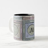 Gestyleerd Lijst Damask Monogrammed Mok (Voorkant links)