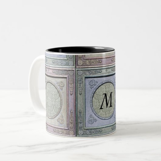 Gestyleerd Lijst Damask Monogrammed Mok (Voorkant links)