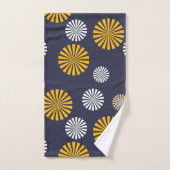 Gestyleerde andelionen, marineblauw, geel, wit bad handdoek (Handdoek)