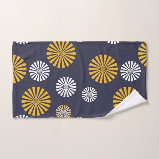Gestyleerde andelionen, marineblauw, geel, wit bad handdoek (Handdoek)