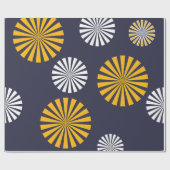 Gestyleerde andelionen, marineblauw, geel, wit cadeaupapier (Vlak)