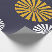 Gestyleerde andelionen, marineblauw, geel, wit cadeaupapier (Hoek)