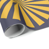 Gestyleerde andelionen, marineblauw, geel, wit cadeaupapier (Rol Hoek)