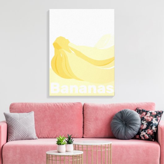 Gestyleerde Banaan Yellowish-White Kitchen Wall Canvas Afdruk (Insitu (Woonkamer))