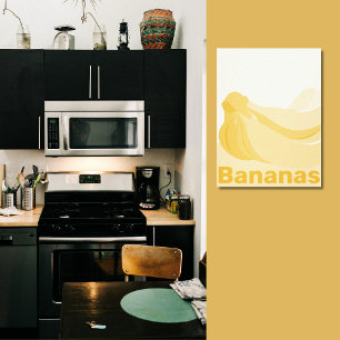 Gestyleerde Banaan Yellowish-White Kitchen Wall Canvas Afdruk