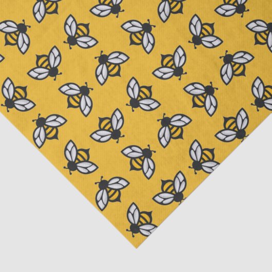 Gestyleerde bijen op Provence Yellow Background Tissuepapier (Detail)