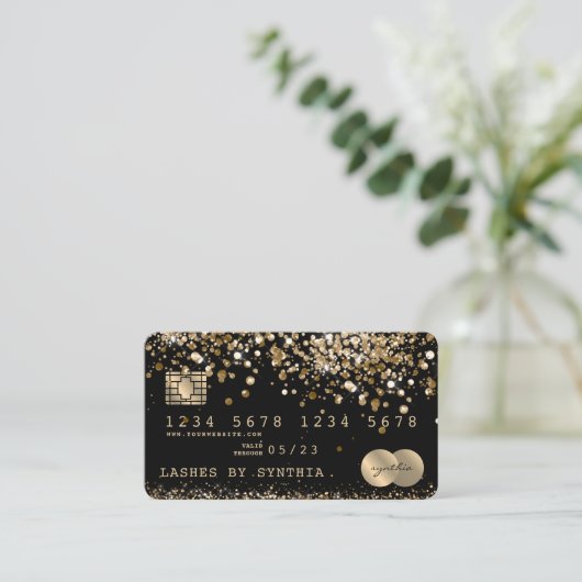 Gestyleerde Glitter Gold-Kaart voor creditering in Visitekaartje (Staand voorkant)