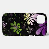 Gestyleerde kleurrijke bladeren en bloemen op zwar Case-Mate iPhone case (Achterkant (horizontaal))
