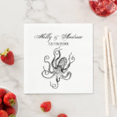 Gestyleerde Vintage Tekening van een Octopus #1 Servet (Insitu)