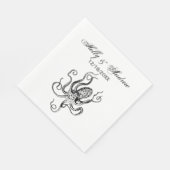 Gestyleerde Vintage Tekening van een Octopus #1 Servet (Hoek)